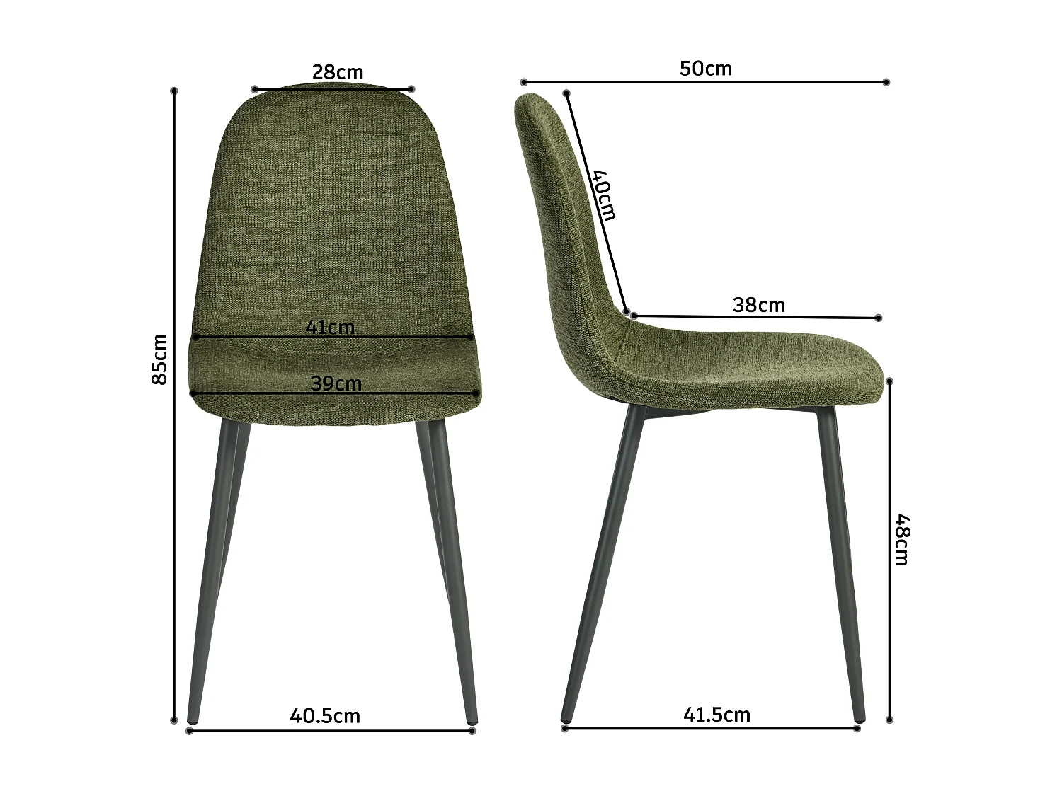 Lot de 4 chaises de salle à manger scandinave, CHARLTON