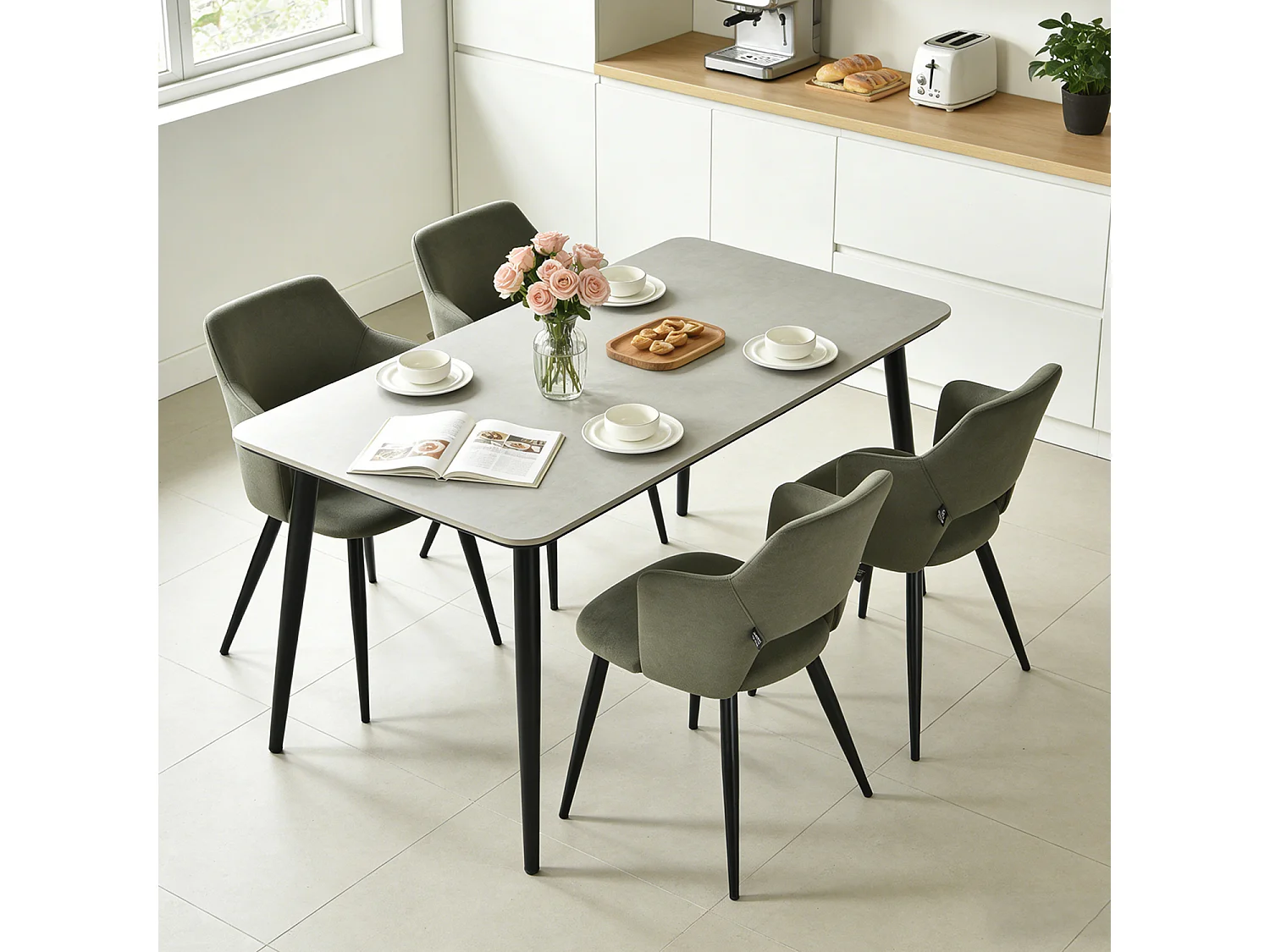 Lot de 4 chaises de salle à manger style scandinaves, AKANJINEW
