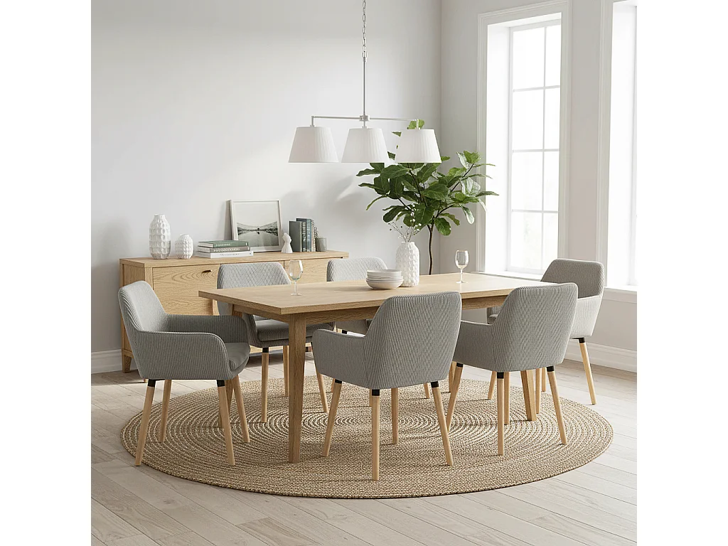 Lot de 6 chaises de salle à manger velours côtelé scandinave, ELIA