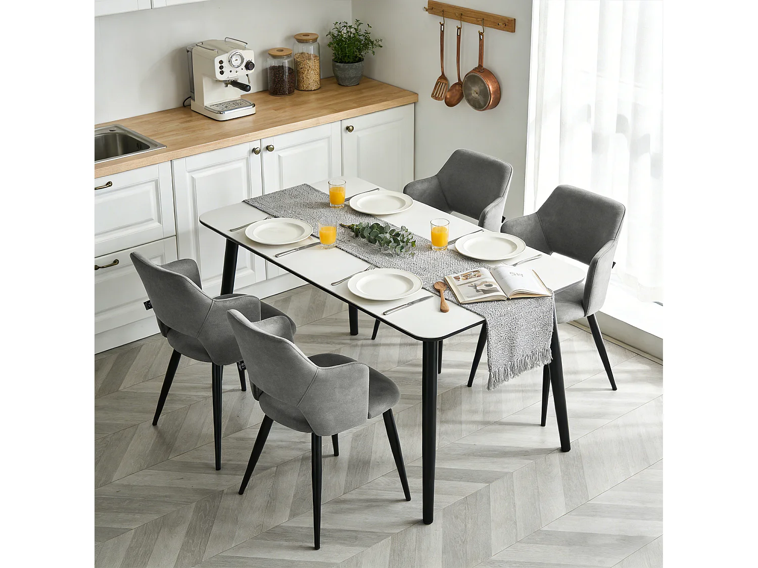 Lot de 4 chaises de salle à manger style scandinaves, AKANJINEW