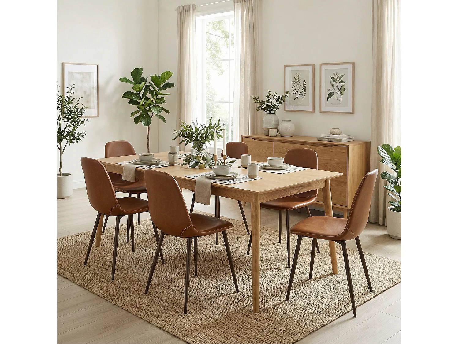 Lot de 6 chaises de salle à manger style vintage, CHARLTONPU