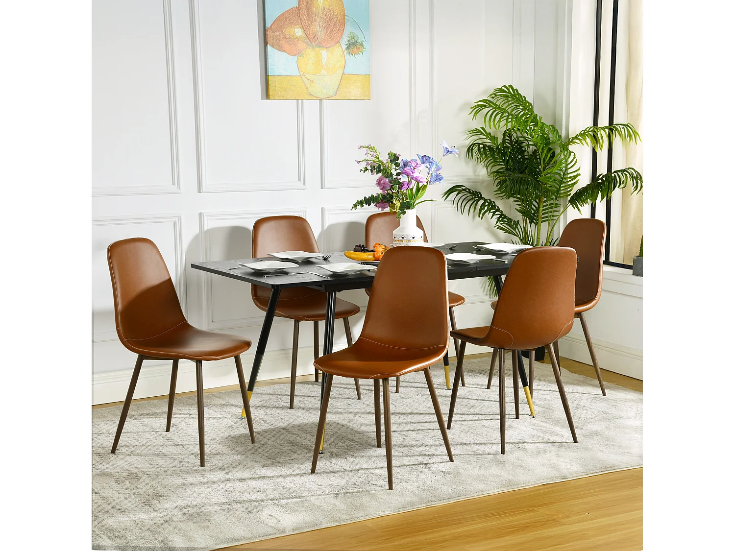 Lot de 6 chaises de salle à manger style vintage, CHARLTONPU