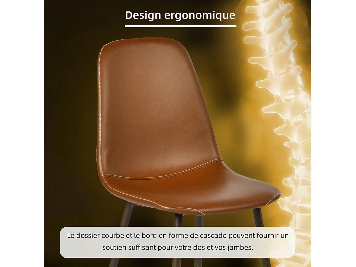 Lot de 6 chaises de salle à manger style vintage, CHARLTONPU