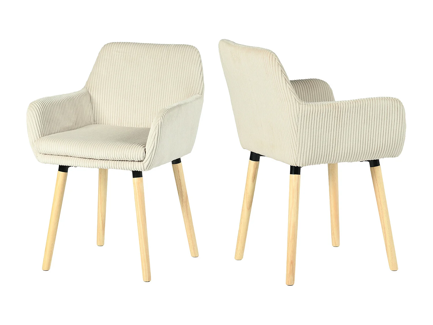 Lot de 2 chaises de salle à manger velours côtelé scandinave, ELIA