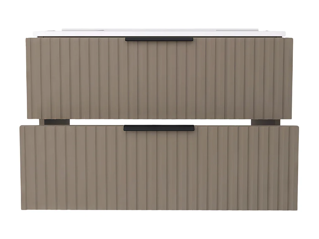 Mueble de baño suspendido 80 cm con lavabo - frente acanalado - color cachemir - 2 cajones - TIBU