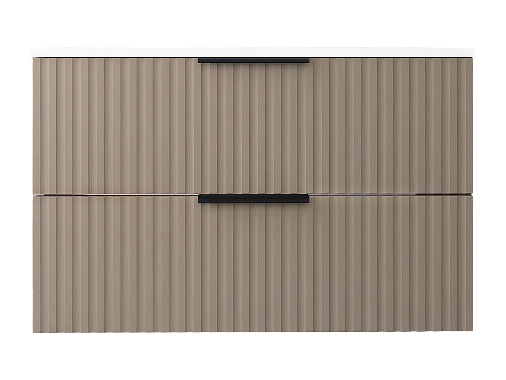 Mueble de baño suspendido 80 cm con lavabo - frente acanalado - color cachemir - 2 cajones - TIBU