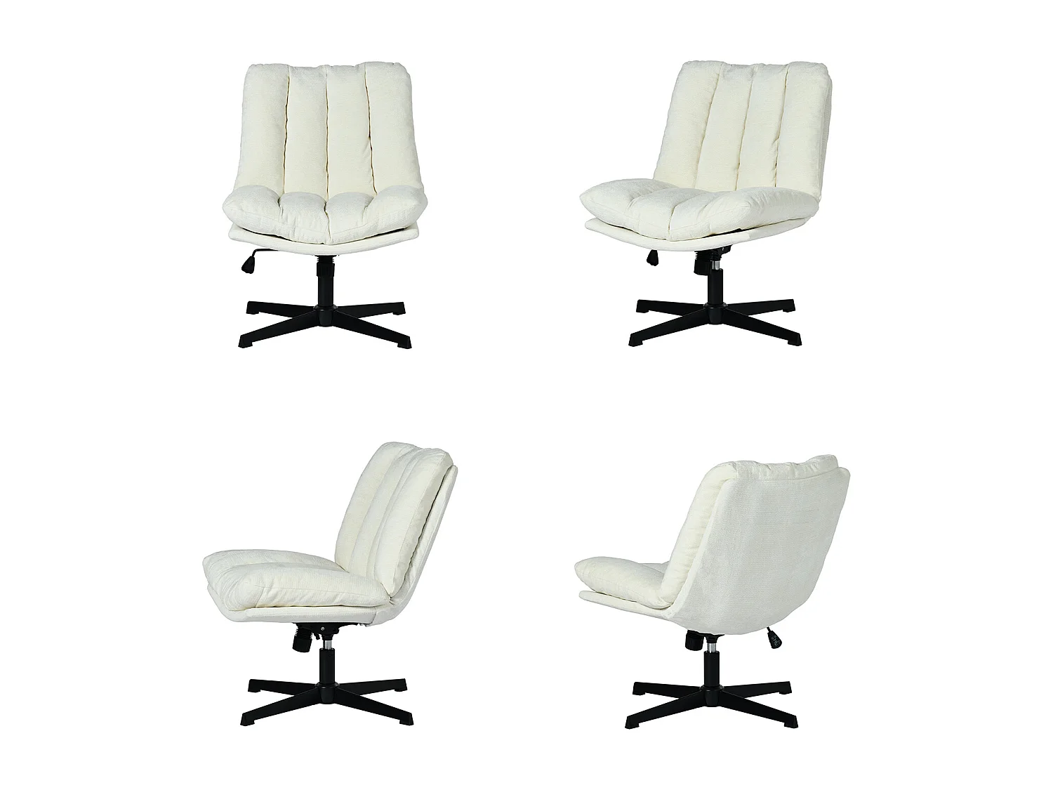 Fauteuil relax réglable et rotatif en tissu chenille beige, CONFOD