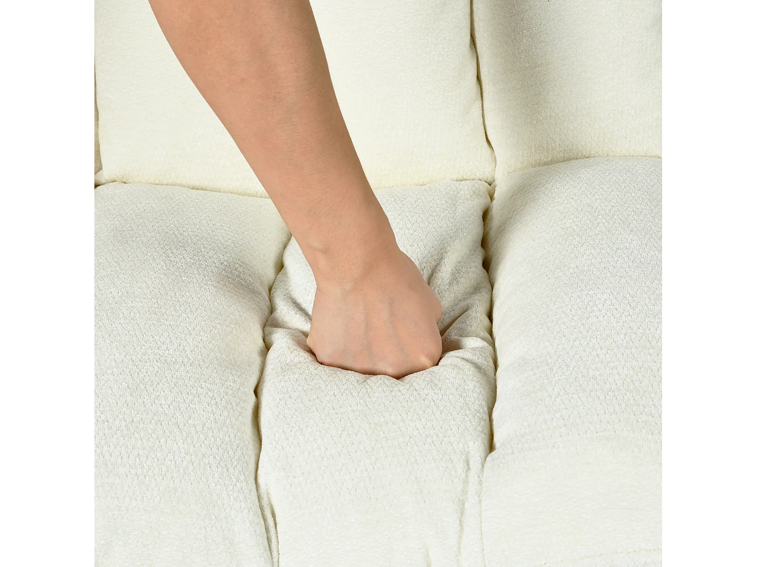 Fauteuil relax réglable et rotatif en tissu chenille beige, CONFOD