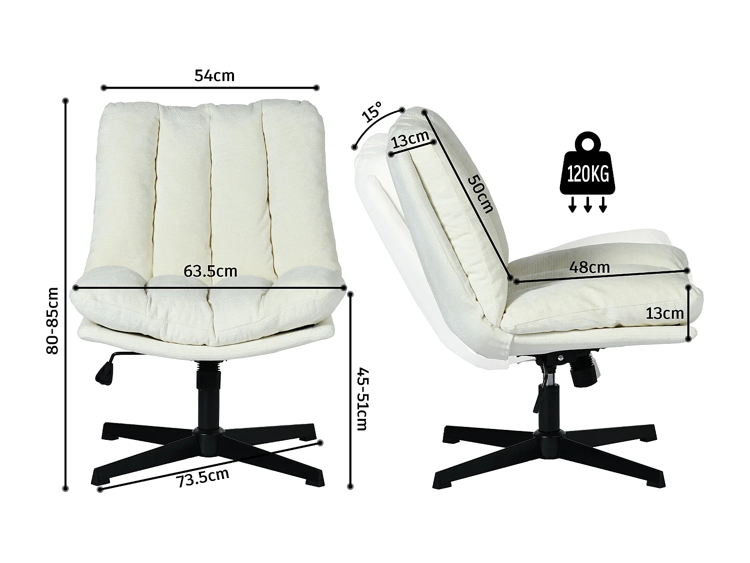 Fauteuil relax réglable et rotatif en tissu chenille beige, CONFOD