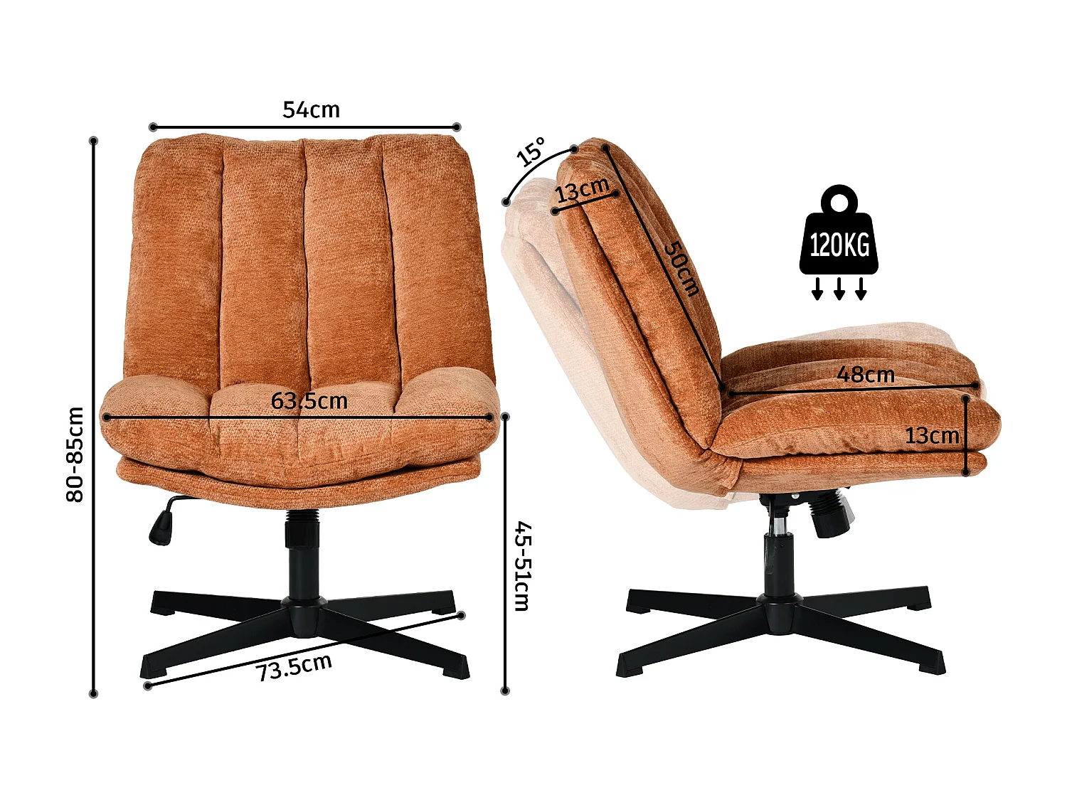 Fauteuil relax réglable et rotatif en tissu chenille rouge, CONFOD