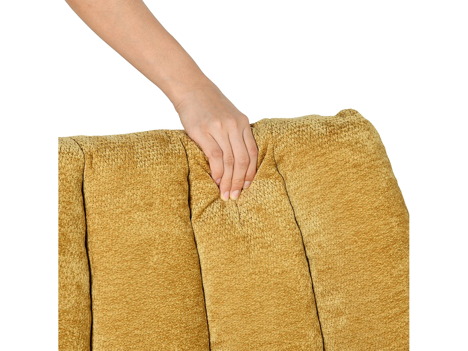 Fauteuil relax réglable et rotatif en tissu chenille jaune, CONFOD