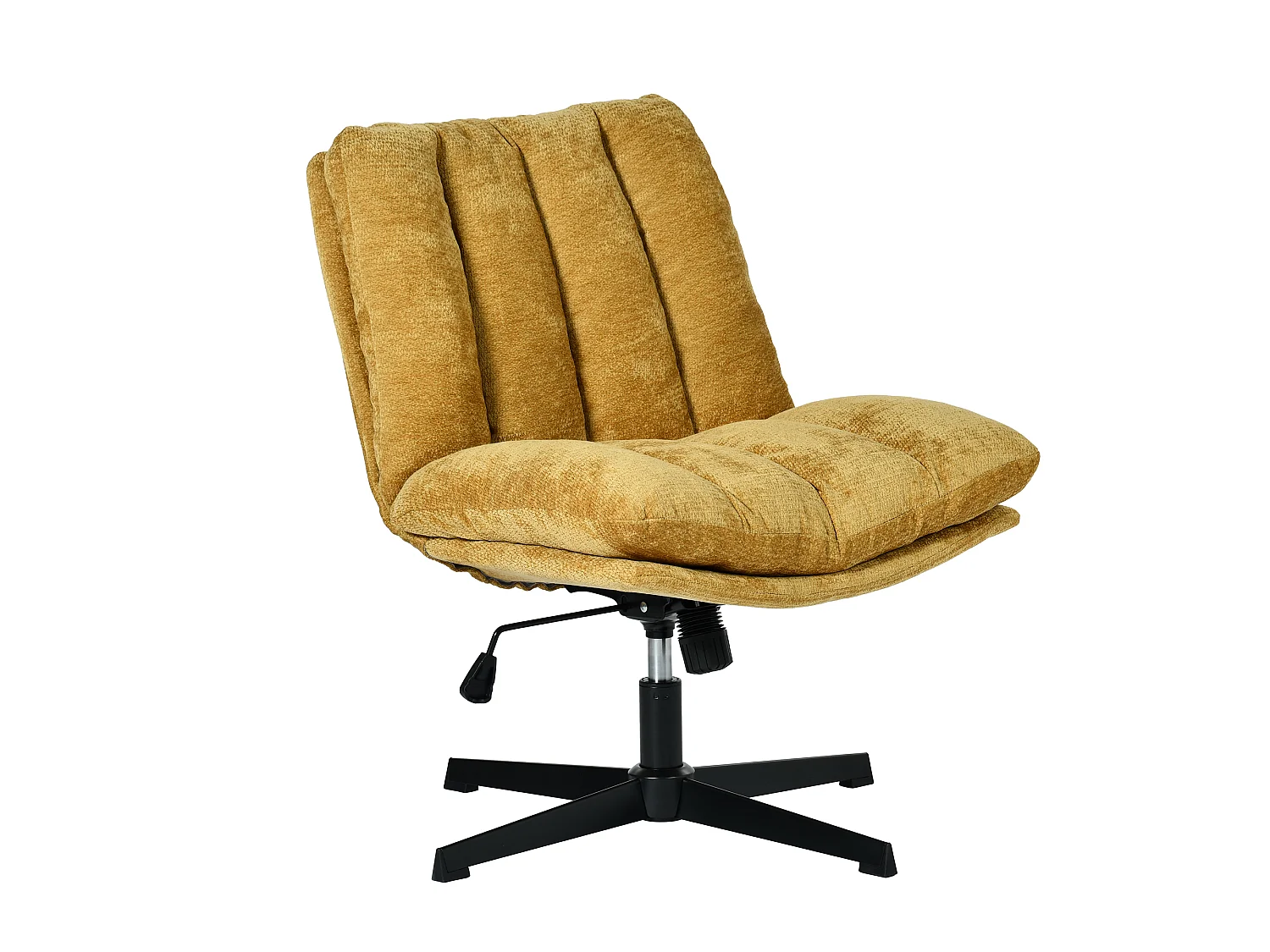 Fauteuil relax réglable et rotatif en tissu chenille jaune, CONFOD