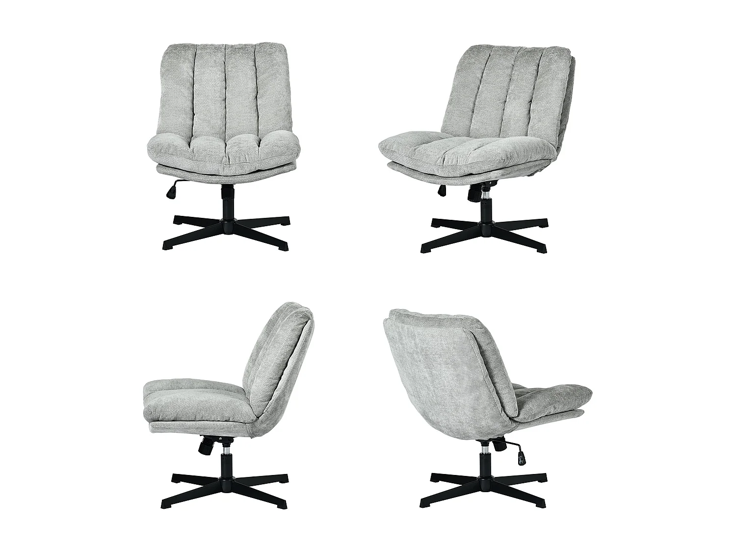 Fauteuil relax réglable et rotatif en tissu chenille gris clair, CONFOD