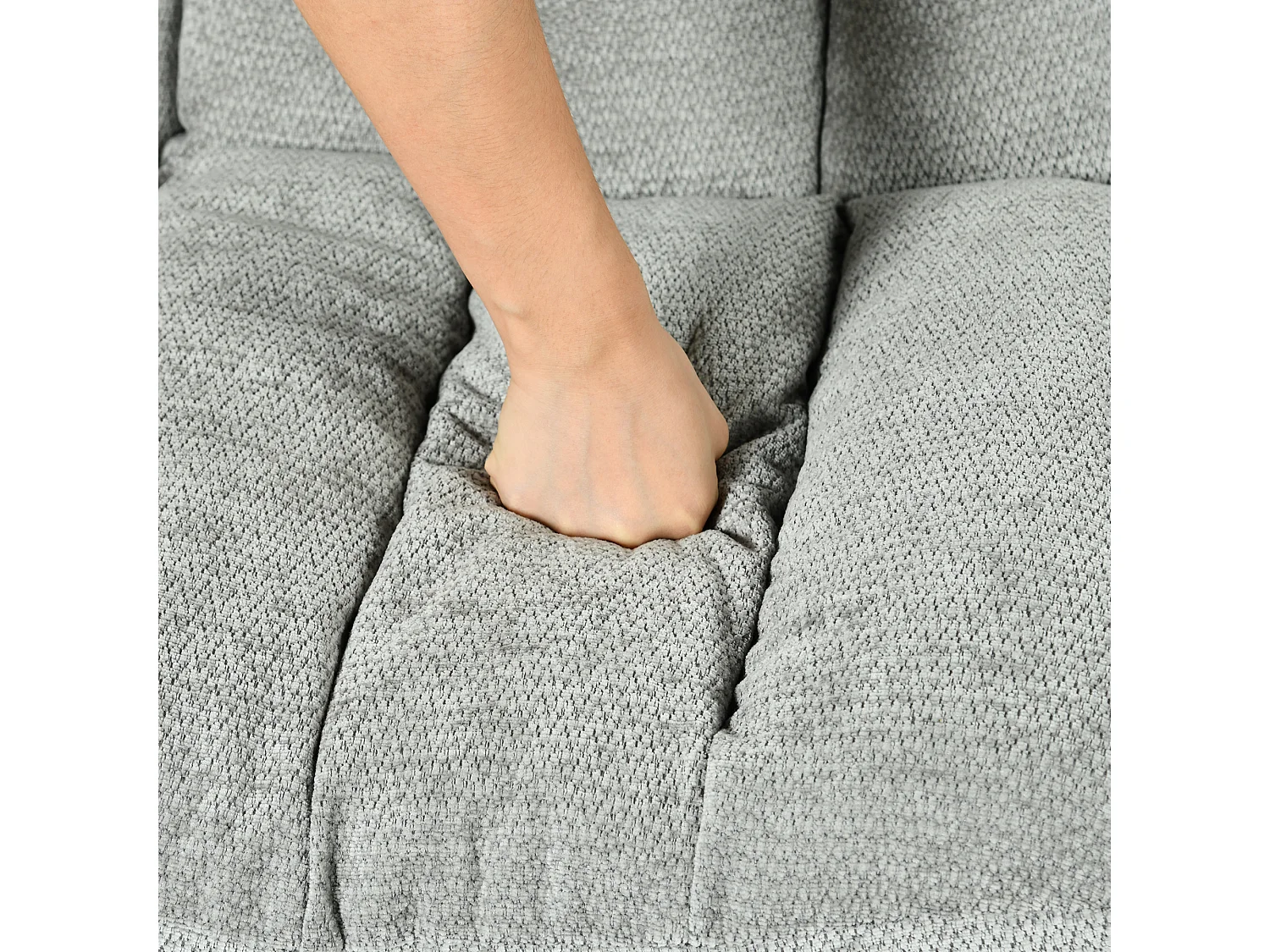 Fauteuil relax réglable et rotatif en tissu chenille gris clair, CONFOD