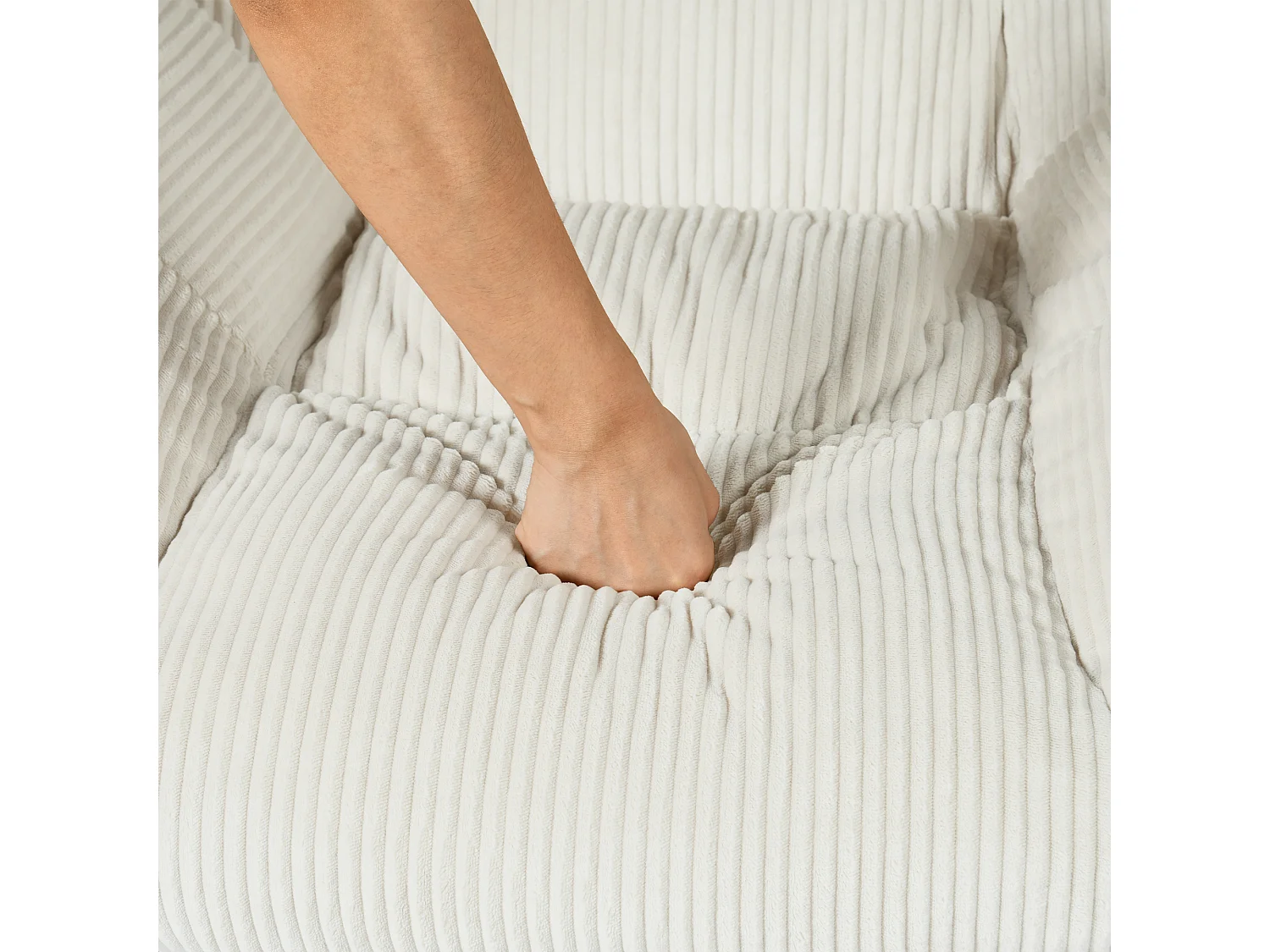 Fauteuil à bascule rocking chair style scandinave en velours côtelé Beige,Lithops