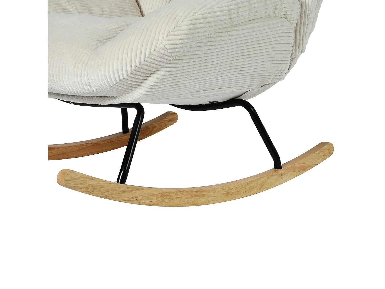 Fauteuil à bascule rocking chair style scandinave en velours côtelé Beige,Lithops