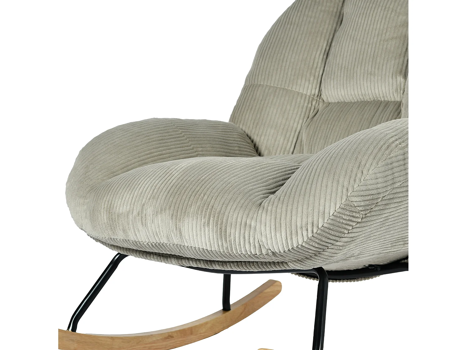 Fauteuil à bascule rocking chair style scandinave en velours côtelé Gris,Lithops