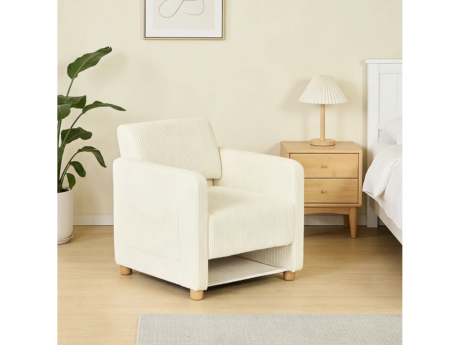 Fauteuil canapé une place en velours côtelé scandinave, KARIA