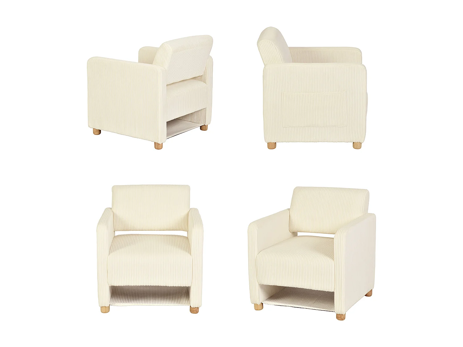 Fauteuil canapé une place en velours côtelé scandinave, KARIA