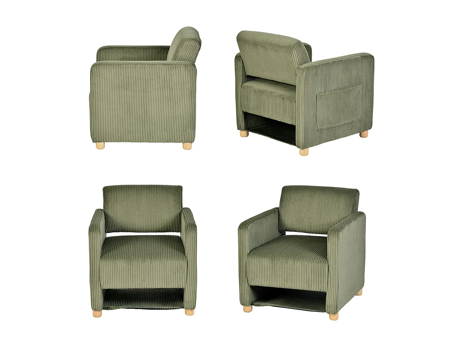 Fauteuil canapé une place en velours côtelé scandinave, KARIA