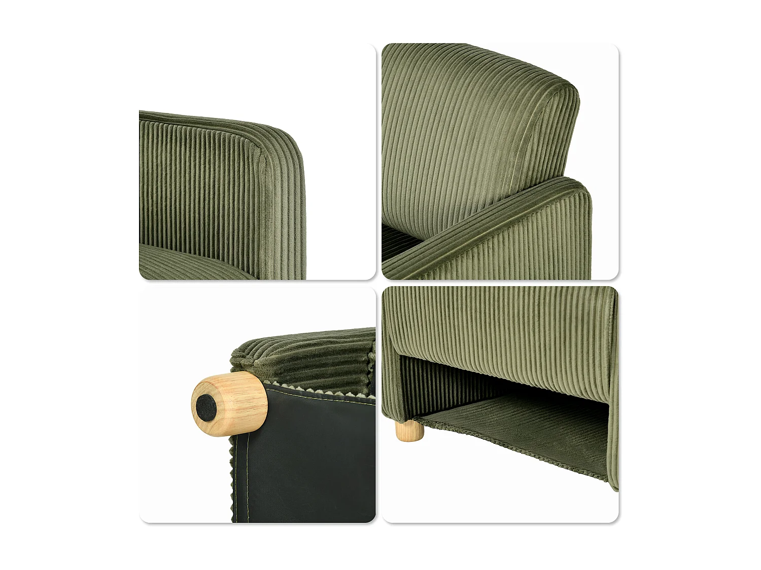 Fauteuil canapé une place en velours côtelé scandinave, KARIA