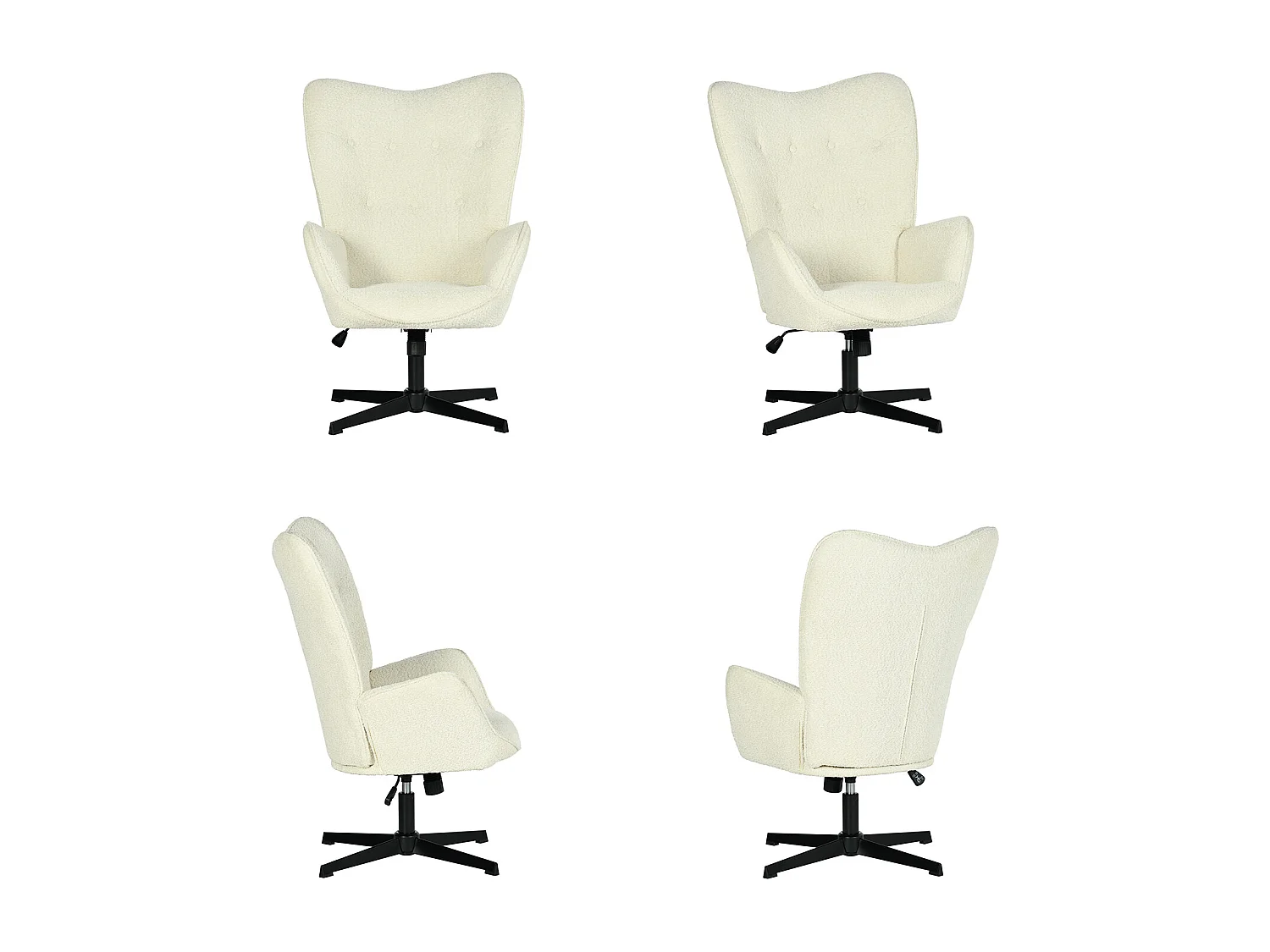 Fauteuil relax rotatif réglable en hauteur bouclette, FUCHS