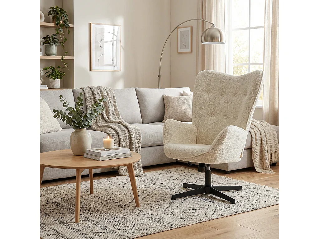 Fauteuil relax rotatif réglable en hauteur bouclette, FUCHS