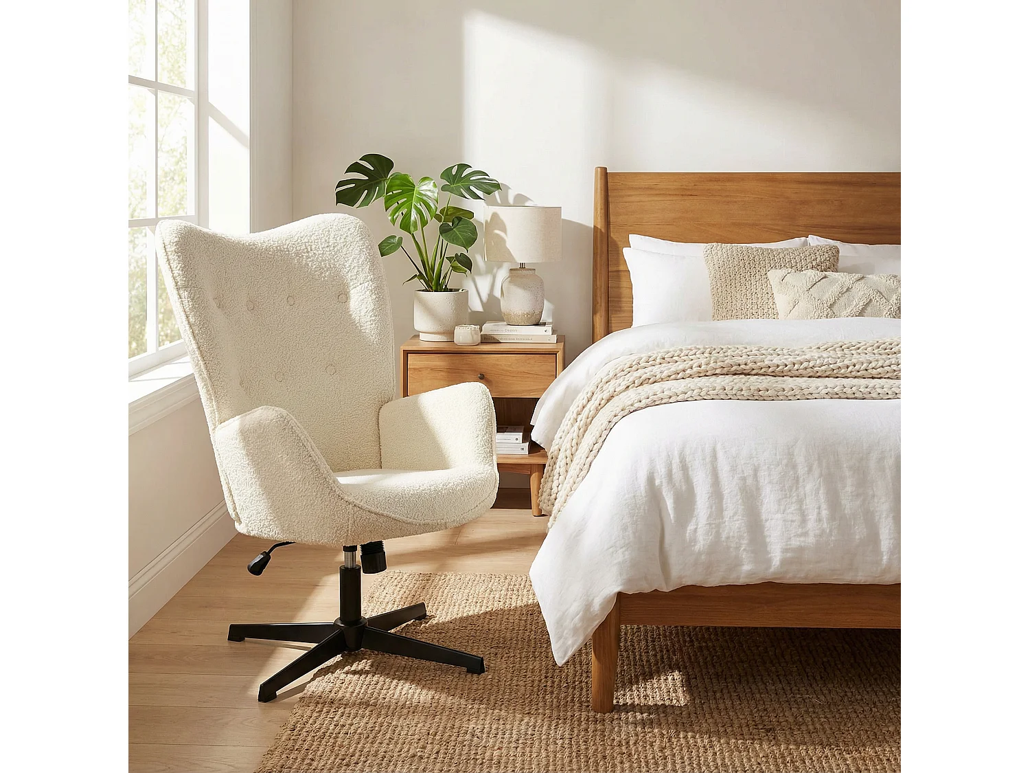 Fauteuil relax rotatif réglable en hauteur bouclette, FUCHS