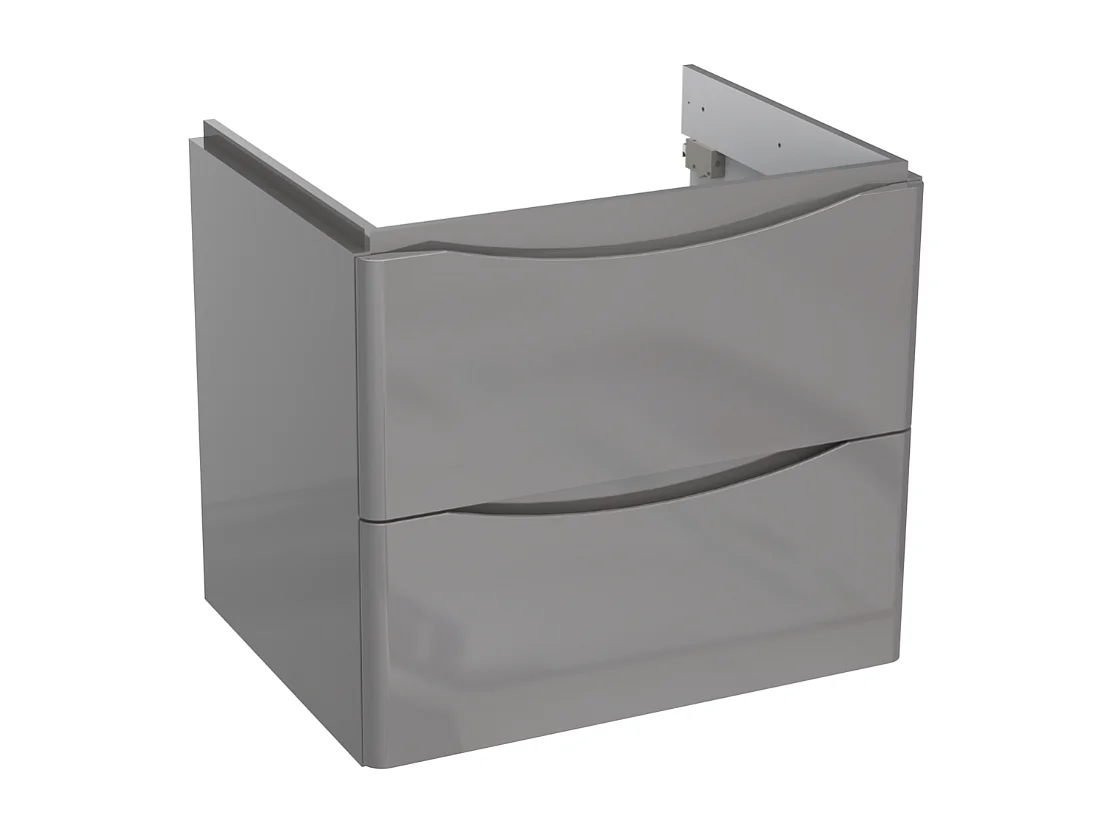 Meuble sous lavabo suspendu 2 tiroirs – gris brillant – AUSTIN – 79 x 52 x 45 cm