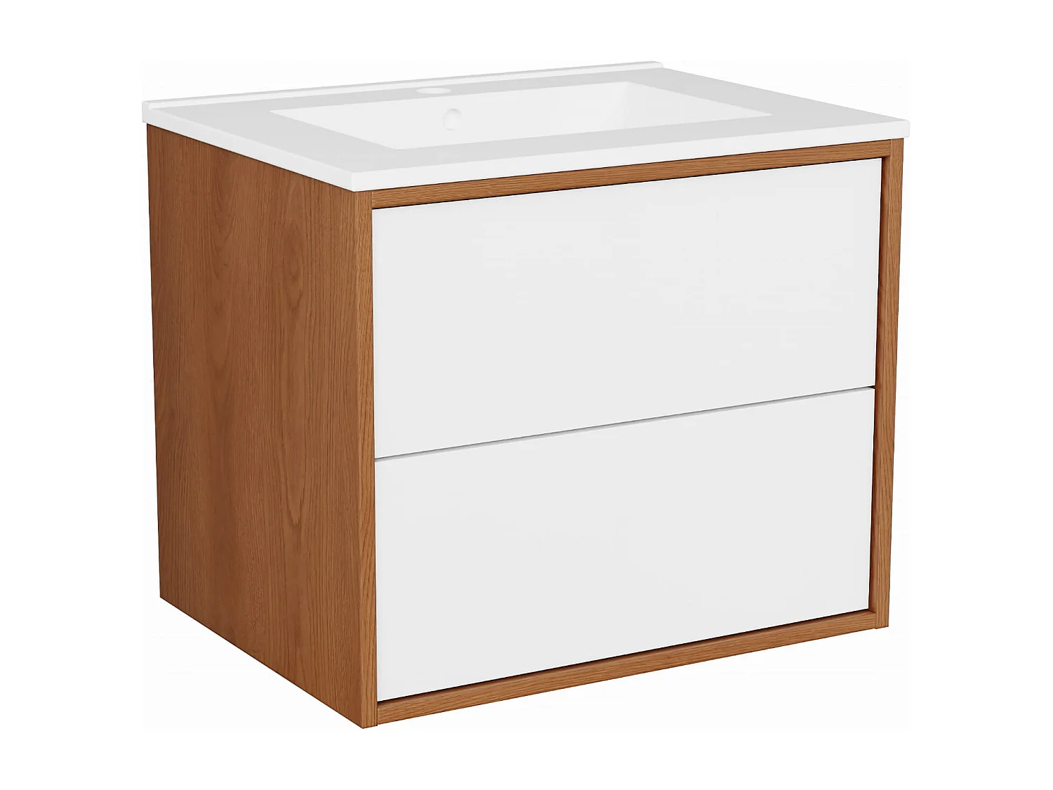 Meuble sous lavabo ERIN avec 2 grands tiroirs Blanc mat 60x50x46 cm meuble de salle de bain