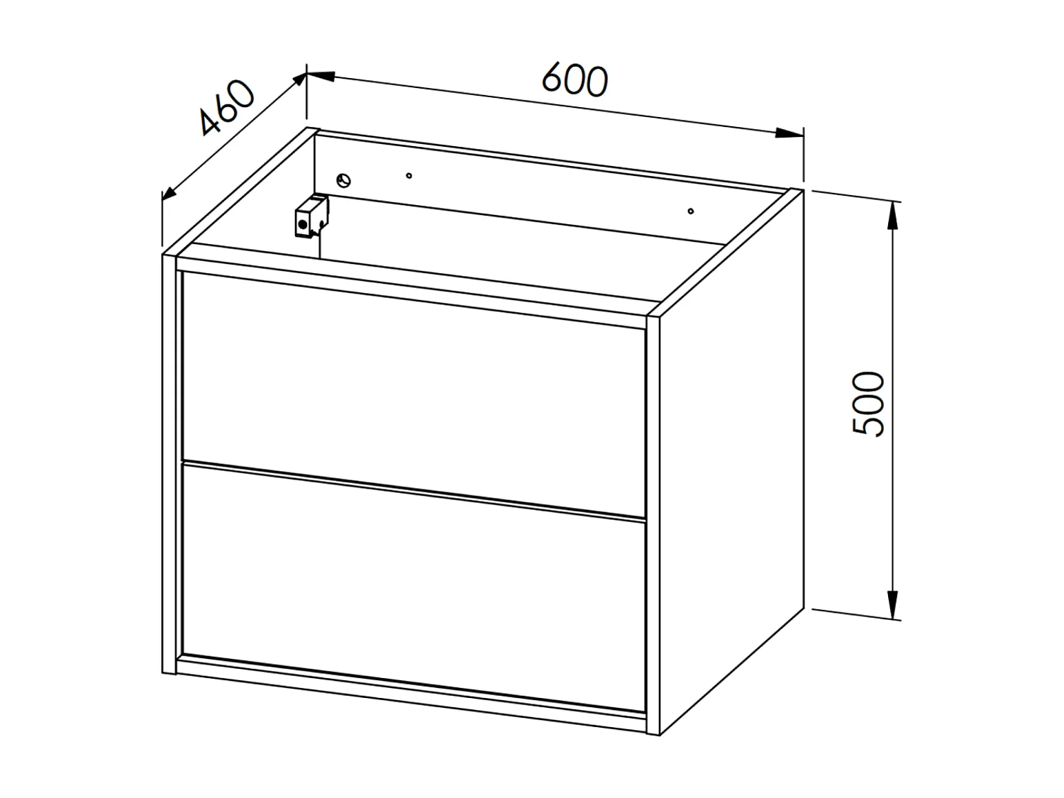 Meuble sous lavabo ERIN avec 2 grands tiroirs Blanc mat 60x50x46 cm meuble de salle de bain