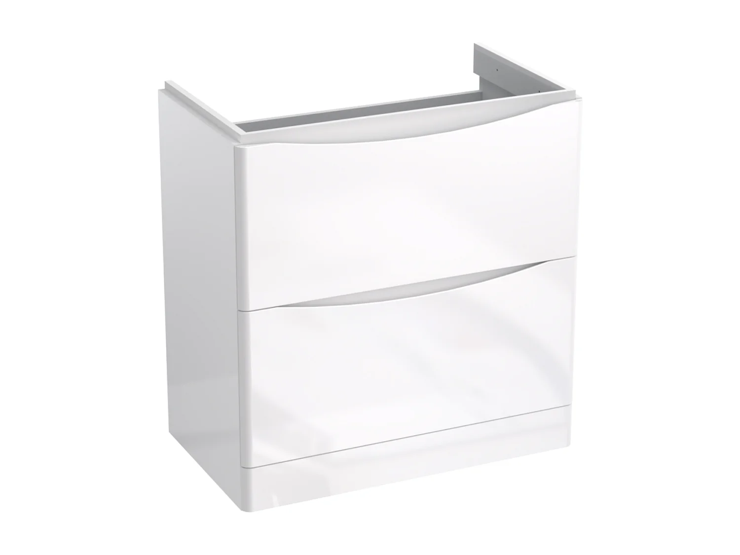 Meuble sous lavabo 2 tiroirs – blanc brillant – AUSTIN – 59 x 82 x 45 cm – fermeture douce