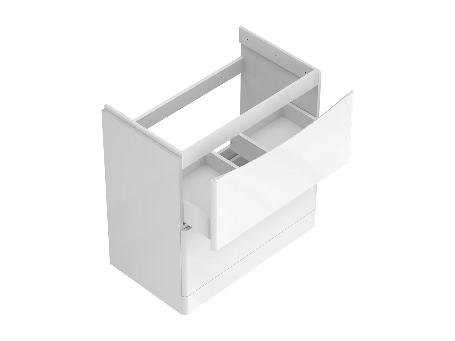 Meuble sous lavabo 2 tiroirs – blanc brillant – AUSTIN – 59 x 82 x 45 cm – fermeture douce