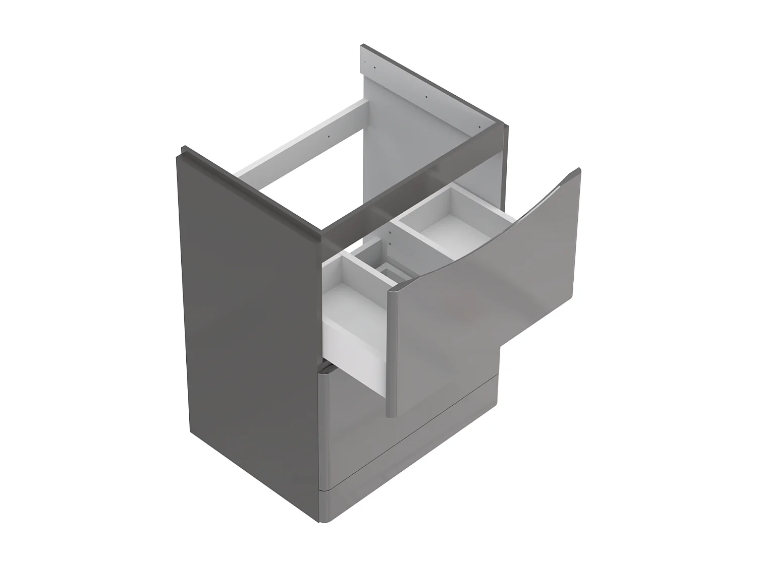 Meuble sous lavabo 2 tiroirs – gris brillant – AUSTIN – 59 x 82 x 45 cm – fermeture douce