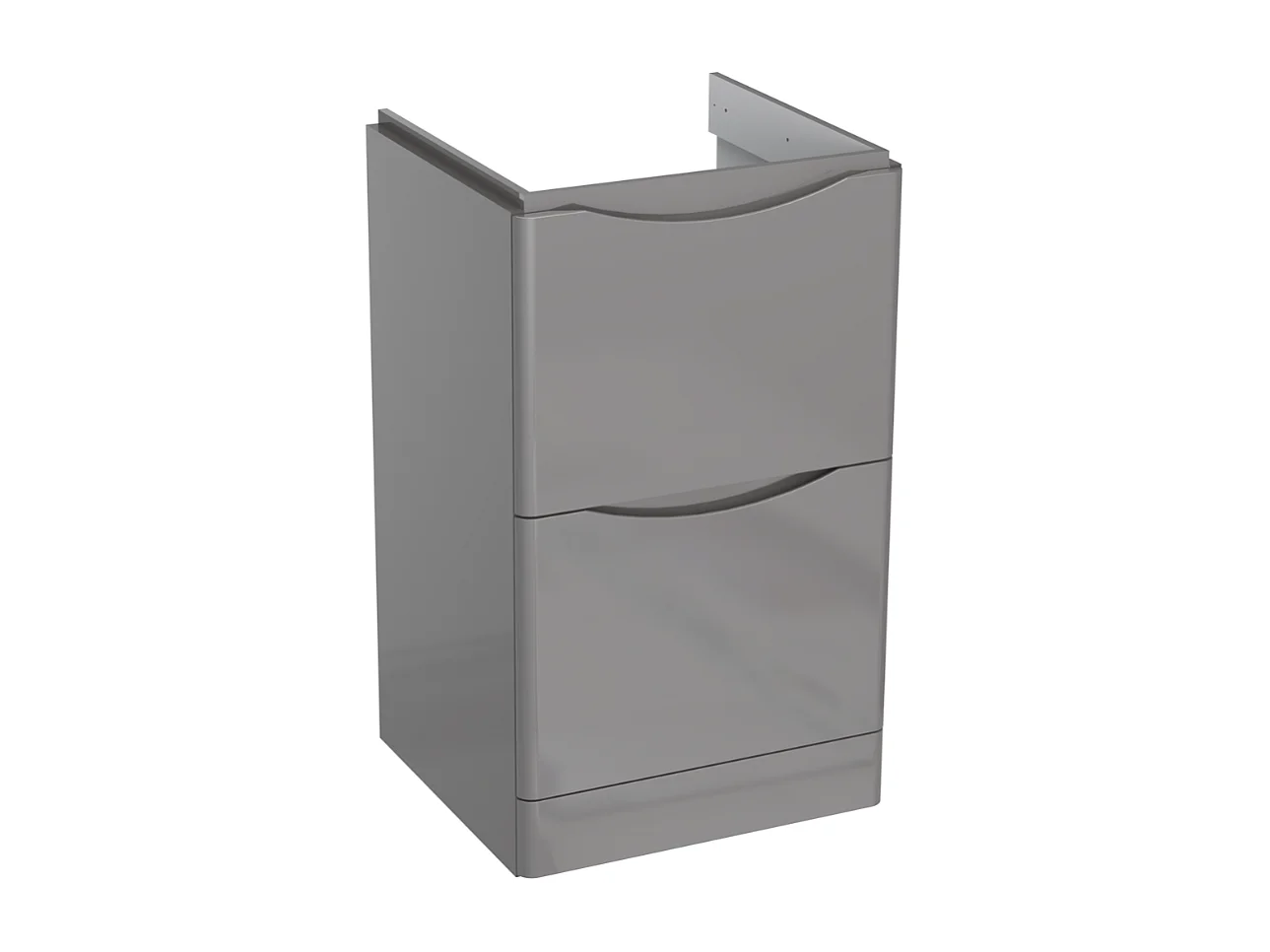 Meuble sous lavabo 2 tiroirs – gris brillant – AUSTIN – 59 x 82 x 45 cm – fermeture douce