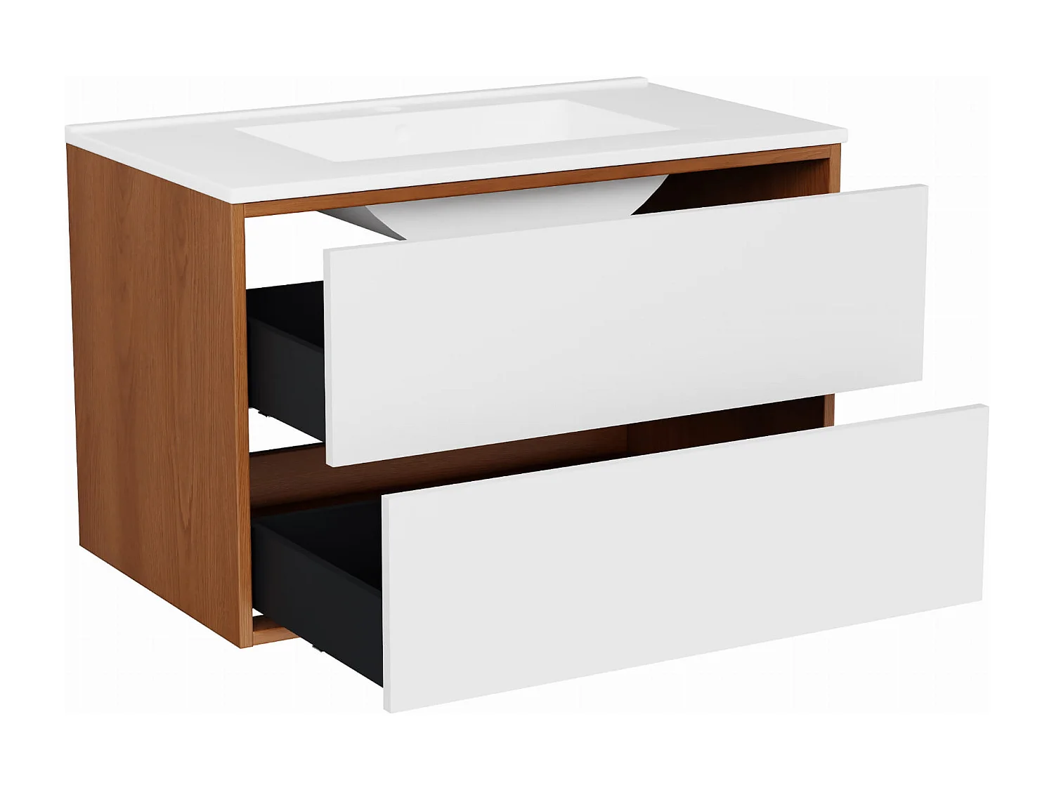 Mobile lavabo ERIN con 2 cassetti grandi Bianco opaco 80x50x46 cm mobile bagno