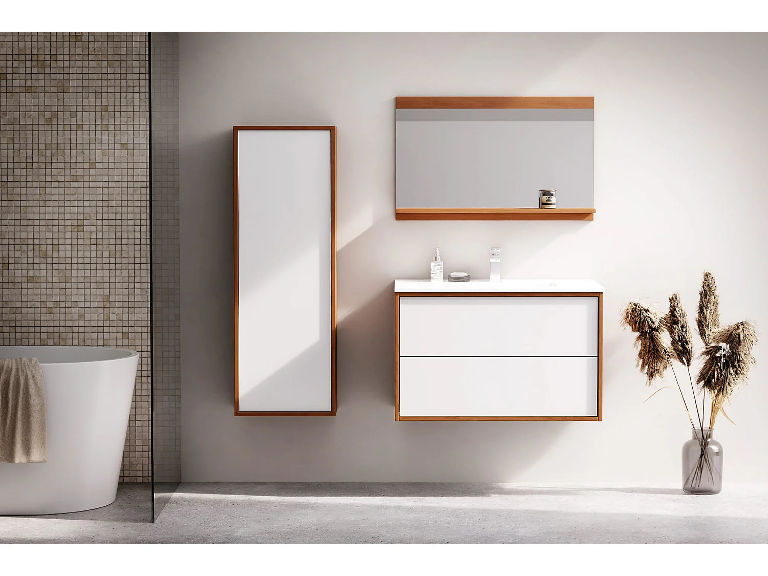 Mobile lavabo ERIN con 2 cassetti grandi Bianco opaco 80x50x46 cm mobile bagno