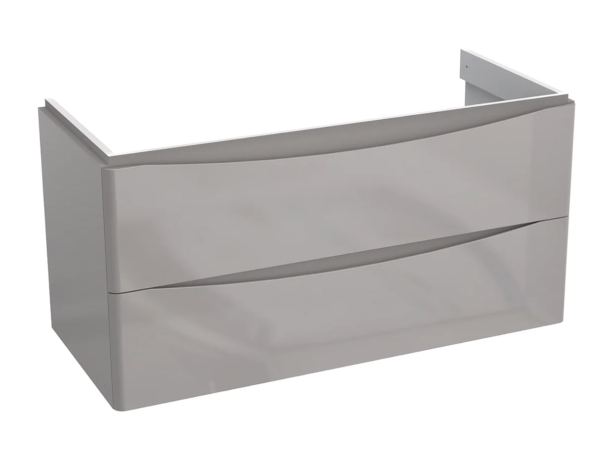 Mobile lavabo sospeso con 2 cassetti – grigio lucido – AUSTIN – 104 x 50 x 46 cm – chiusura ammortizzata