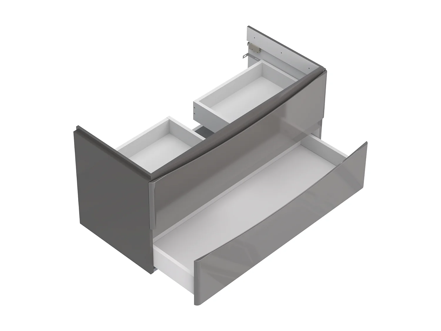 Mobile lavabo sospeso con 2 cassetti – grigio lucido – AUSTIN – 104 x 50 x 46 cm – chiusura ammortizzata