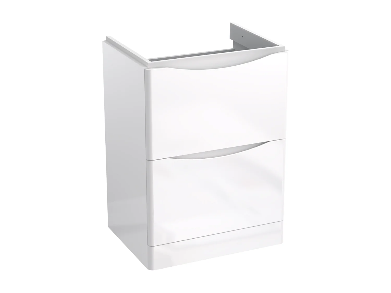Meuble sous lavabo 2 tiroirs – blanc brillant – AUSTIN – 59 x 82 x 45 cm – fermeture douce