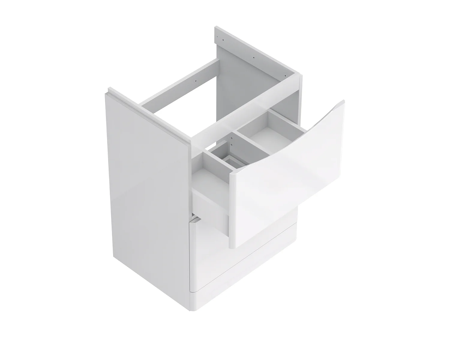Meuble sous lavabo 2 tiroirs – blanc brillant – AUSTIN – 59 x 82 x 45 cm – fermeture douce