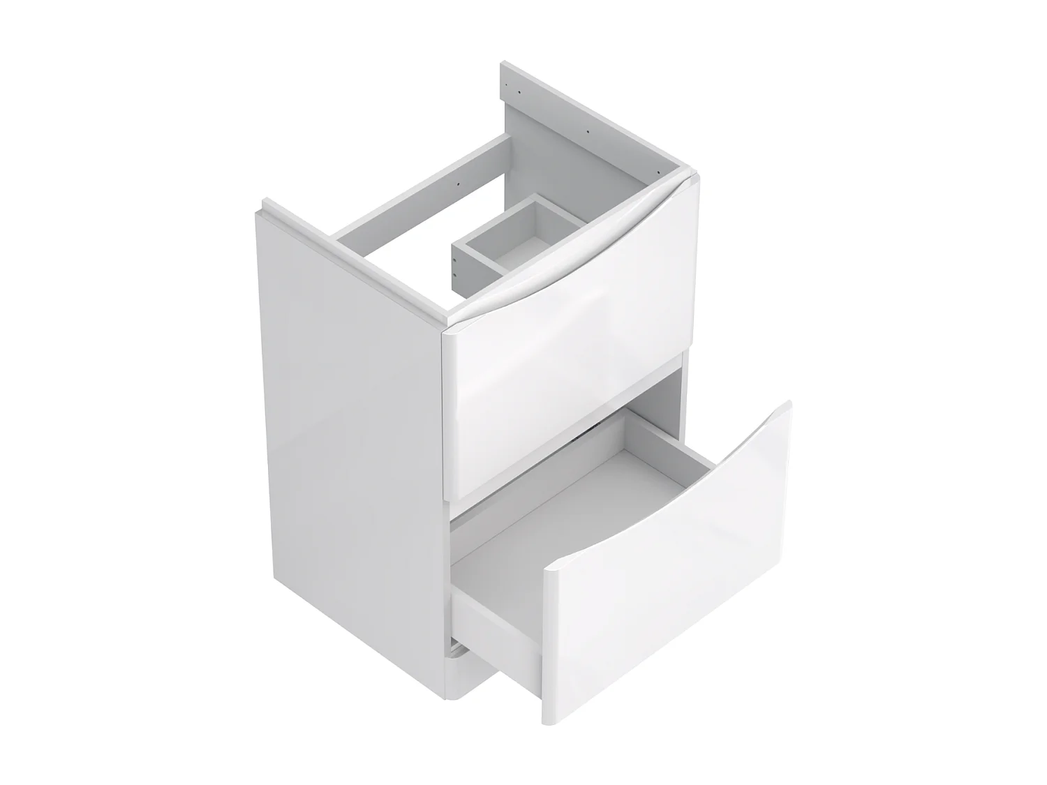 Meuble sous lavabo 2 tiroirs – blanc brillant – AUSTIN – 59 x 82 x 45 cm – fermeture douce