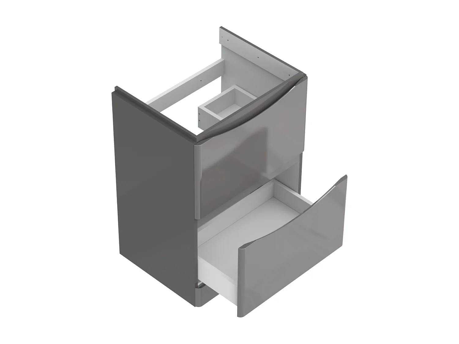 Meuble sous lavabo 2 tiroirs – gris brillant – AUSTIN – 59 x 82 x 45 cm – fermeture douce