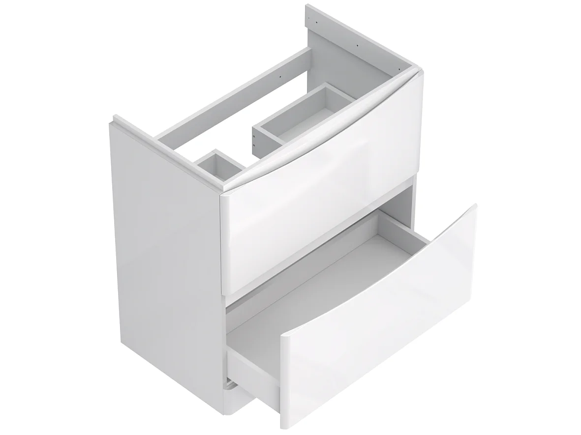 Szafka pod umywalkę z 2 szufladami – biały połysk – AUSTIN – 79 x 82 x 45 cm – szafka łazienkowa z cichym domykaniem