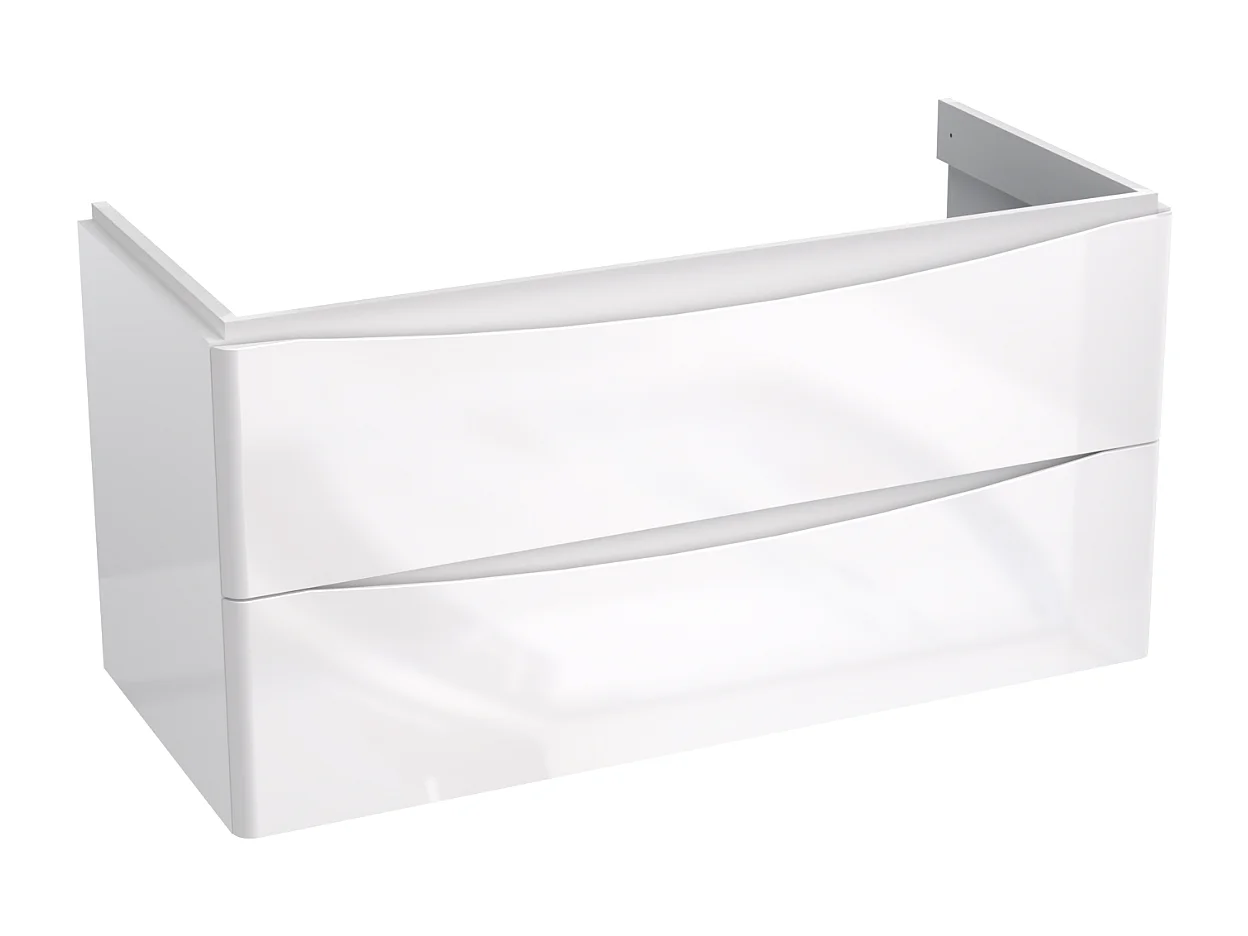 Meuble sous lavabo suspendu 2 tiroirs – blanc brillant – AUSTIN – 104 x 50 x 46 cm