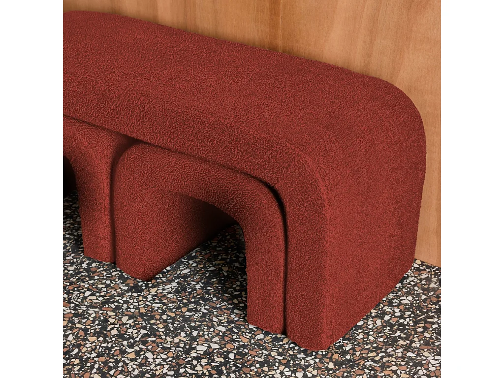 Banco y taburetes nido en borreguito terracota