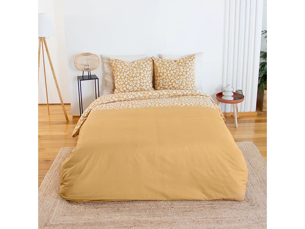 Set biancheria da letto in cotone reversibile con stampa leopardata