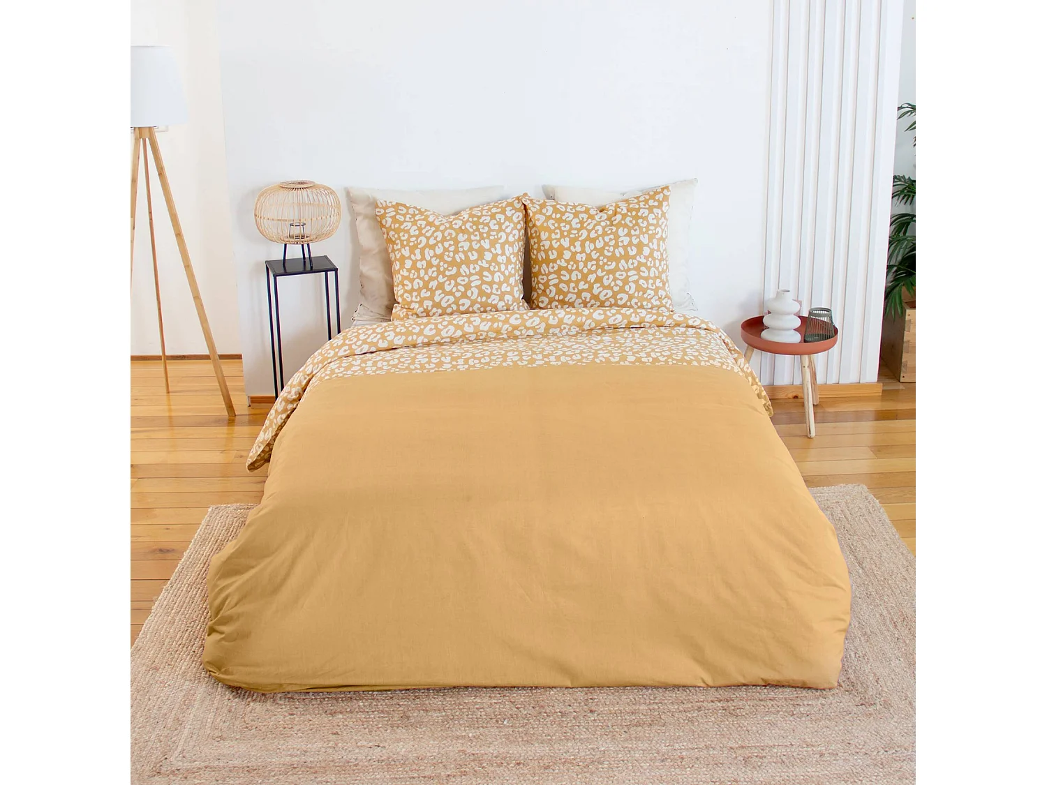 Set biancheria da letto in cotone reversibile con stampa leopardata