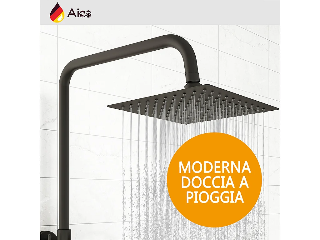 Colonna doccia con miscelatore termostatico, saliscendi doccia tondo regolabile 75-125cm, nero