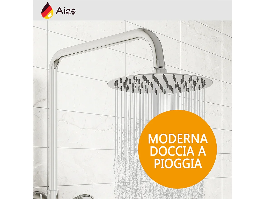 Colonna doccia con miscelatore termostatico, soffione doccia rotondo rotante 360°, cromo